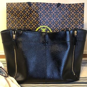 Tory Burch Double zipper pebble leather tote